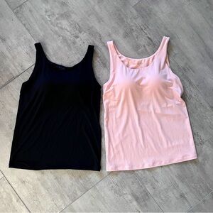 L Uniqlo built in bra tank top bundle set basics neutral capsule